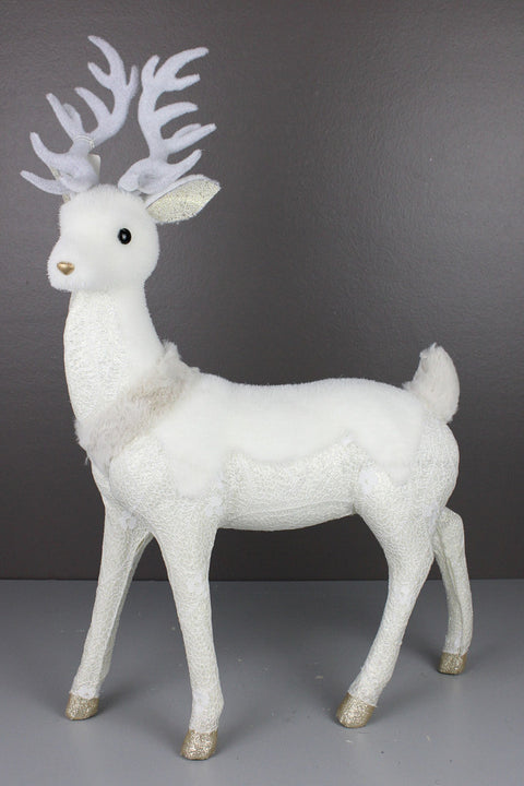 Christmas Deer Standing 25" White Ivory