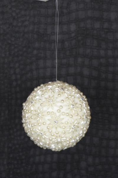 Jewel Pearl Ball Ornament 4" White