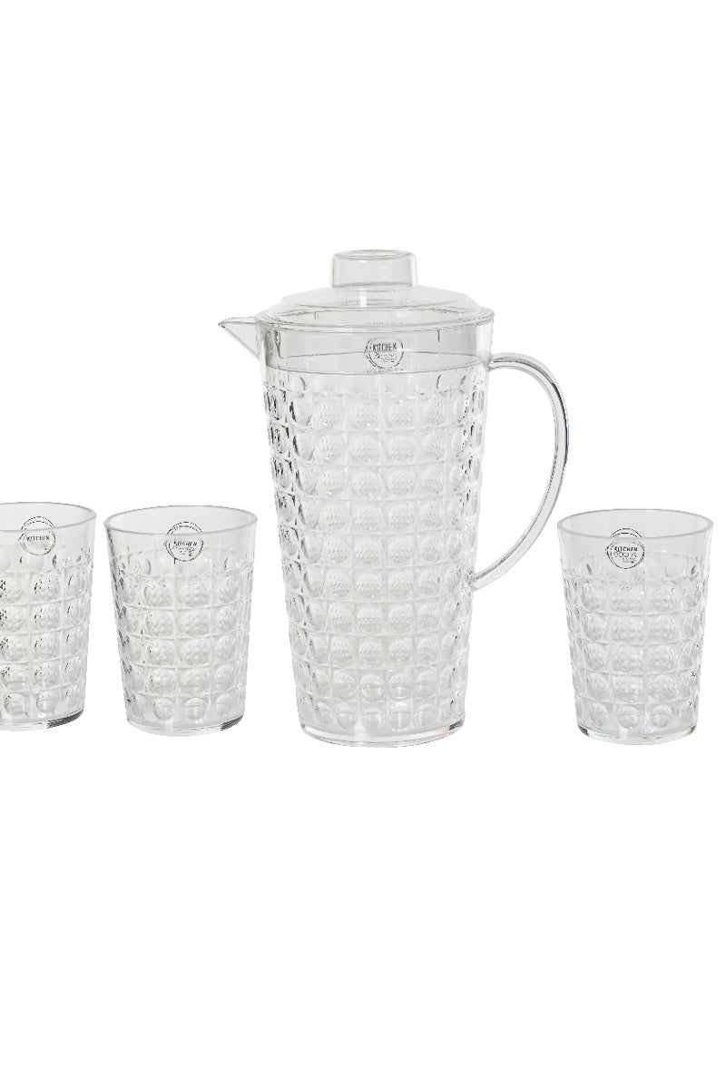 Pitcher with 4 Glasses Plastic Set of 5