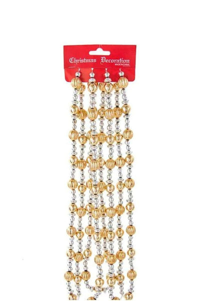 Shiny Silver Gold Bead Garland 9'