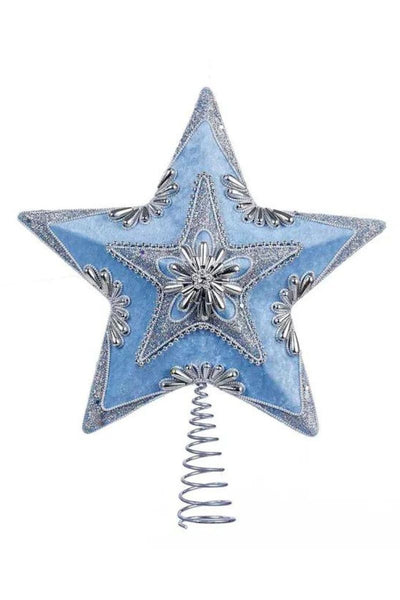 Pale Blue & Silver Star Tree Topper 13.5"