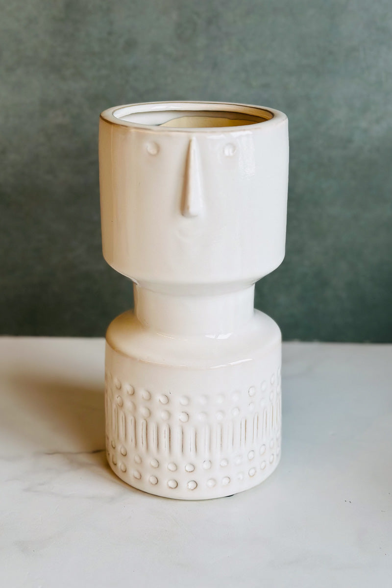 VASE CERAMIC FACE 10"