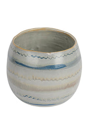 STONEWARE PLANTER BEIGE/BLUE/WHITE 6.75"