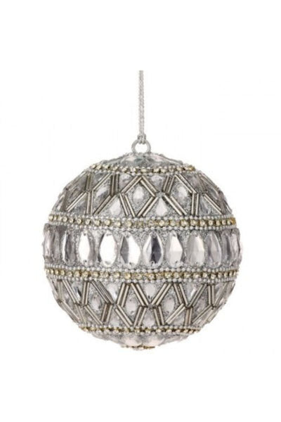 Clear Jewels and Glitter Ball Ornament 4"