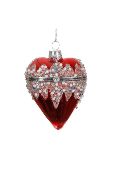 Jewelry Box Heart Ornament 4" Red