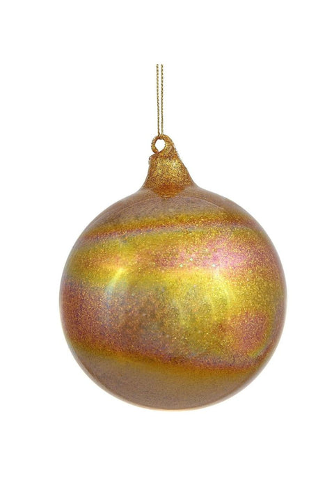 Multi Glitter Glass Ball Ornament 4" Gold