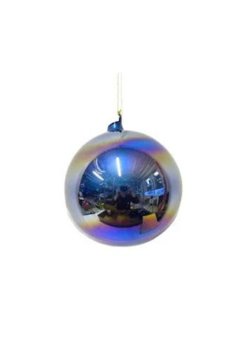 Pearl Glass Ball Ornament 4.75" Blue