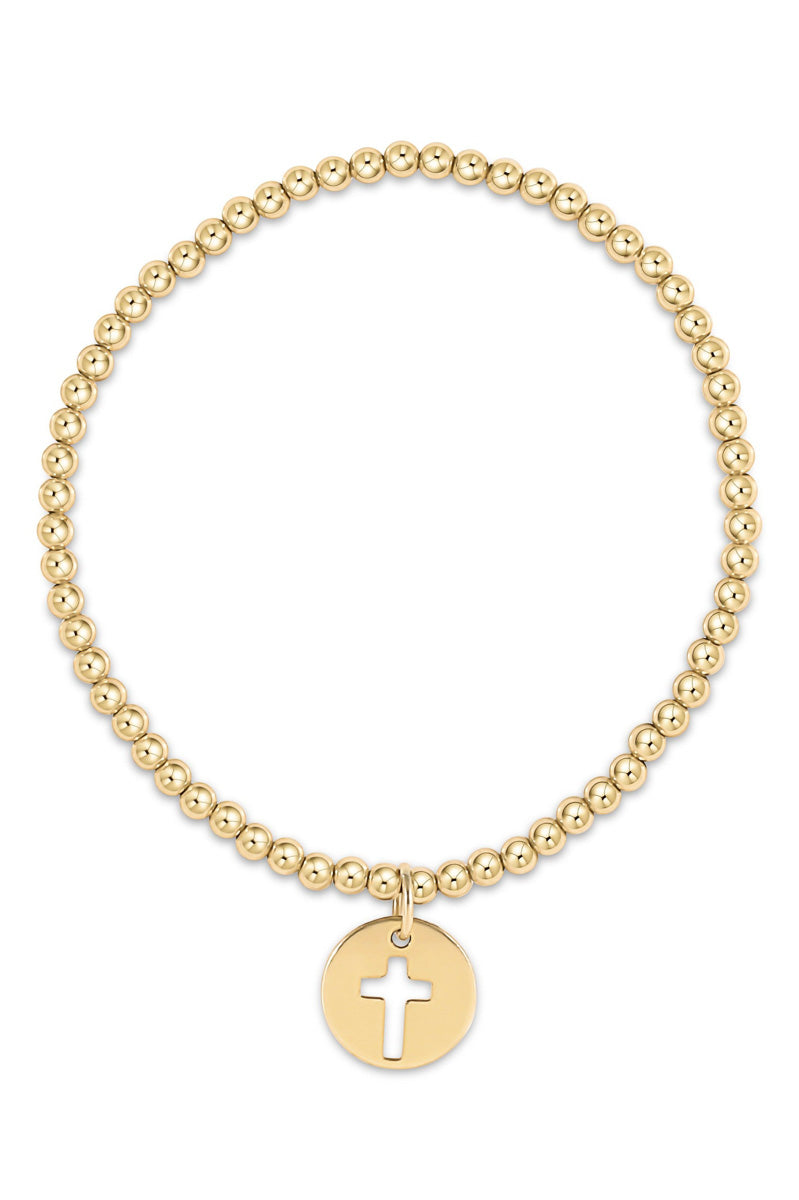 eNewton Classic Gold 3mm Bead Bracelet Blessed Gold Disc