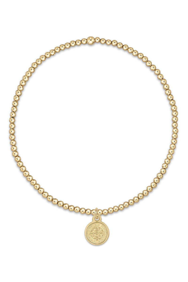 eNewton Classic Gold 2mm Bead Bracelet - Blessing Small Gold Disc