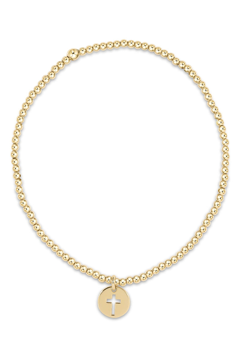 eNewton Classic Gold 2mm Bead Bracelet Blessed Small Gold Disc