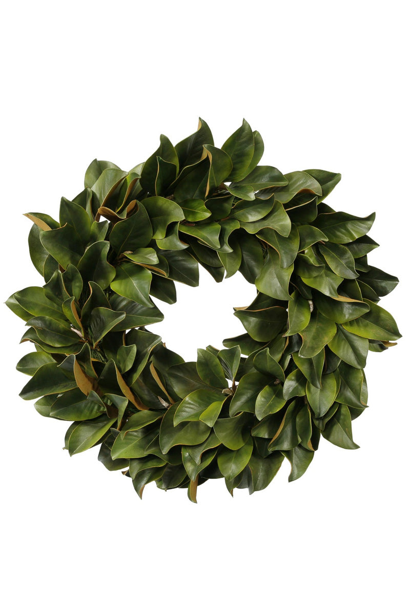Faux Magnolia Leaf Wreath 30" Green