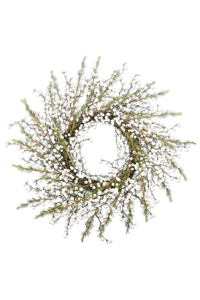 Cedar Wreath with White Berries 22"