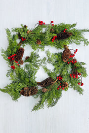 Red Berry, Cedar, Pinecone Wreath 24"