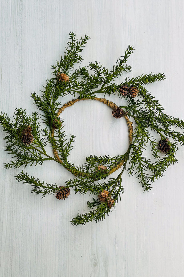 WREATH, MINI PINE 14" NAT/GRN