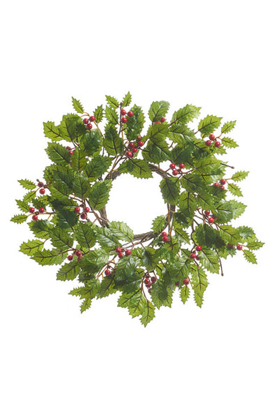 Holly and Berry Wreath 14"