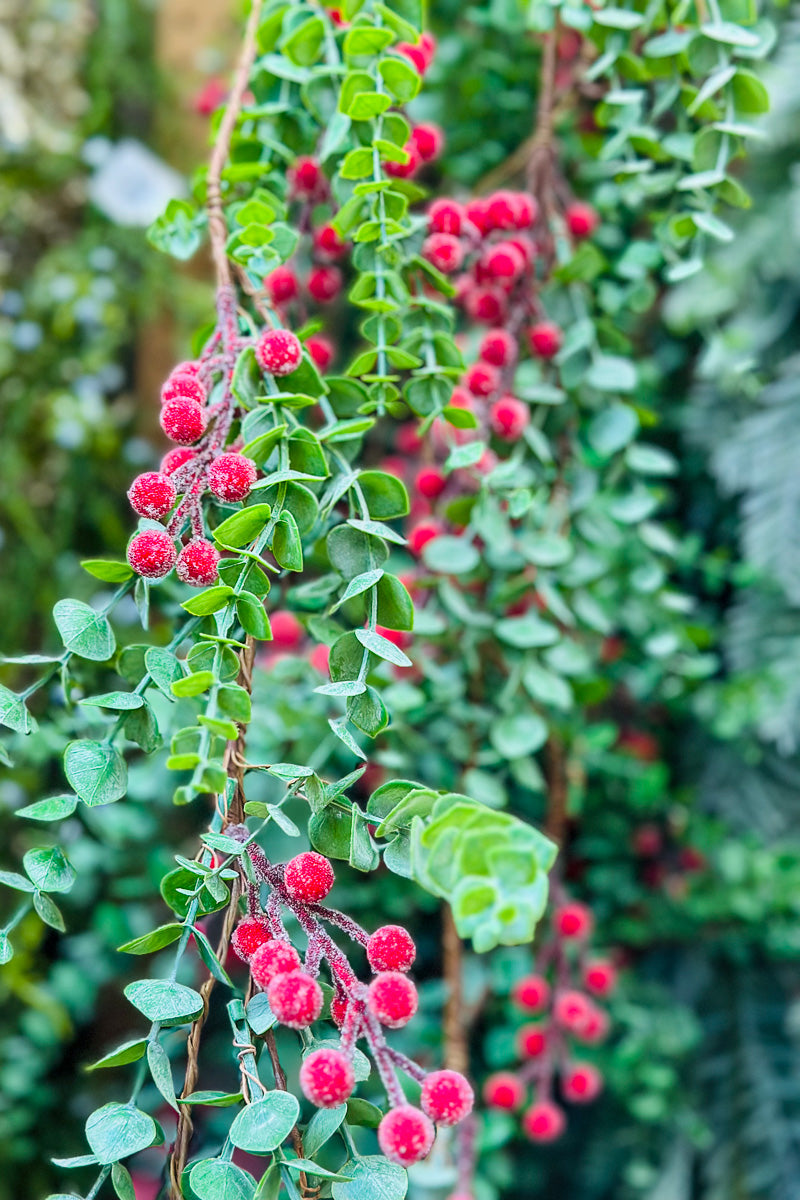 Faux Evergreen and Red Berries Garland 59"