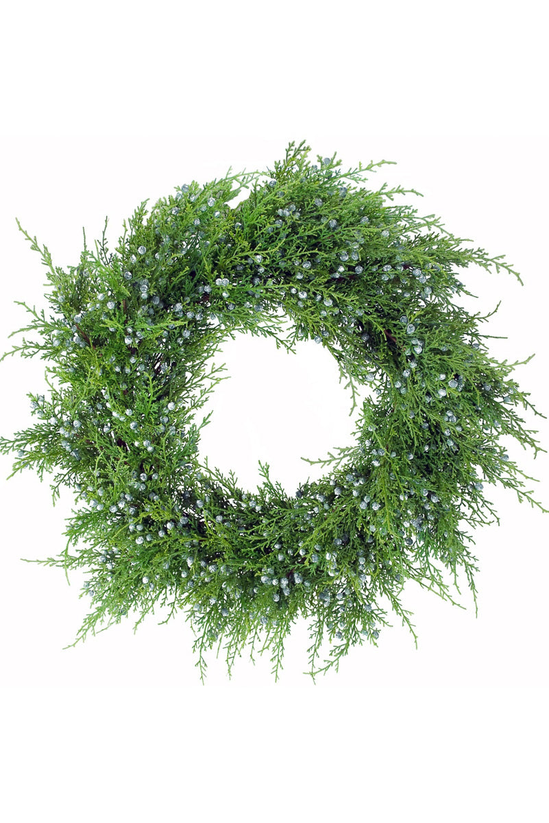 Faux Oregon Juniper Wreath 24" Grey & Green