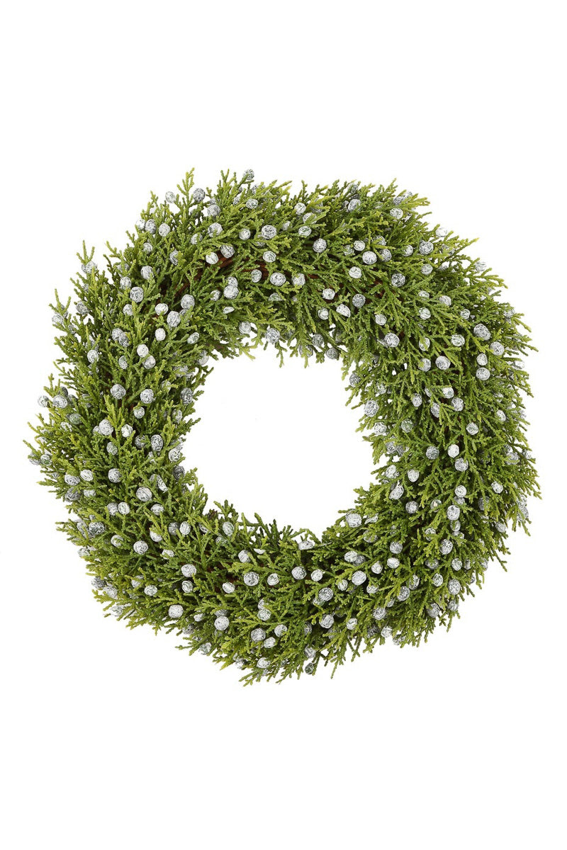 Faux Juniper Berry Wreath 12" Grey & Green