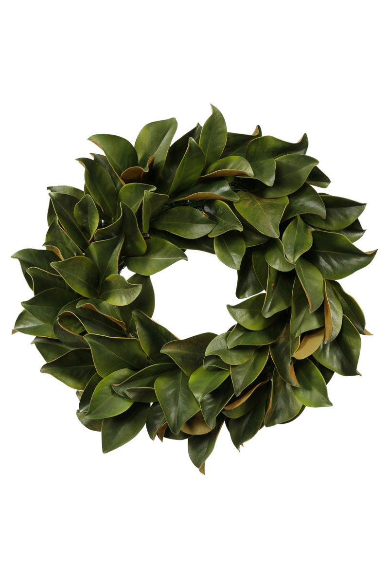 Faux Magnolia Leaf Wreath 24" Green