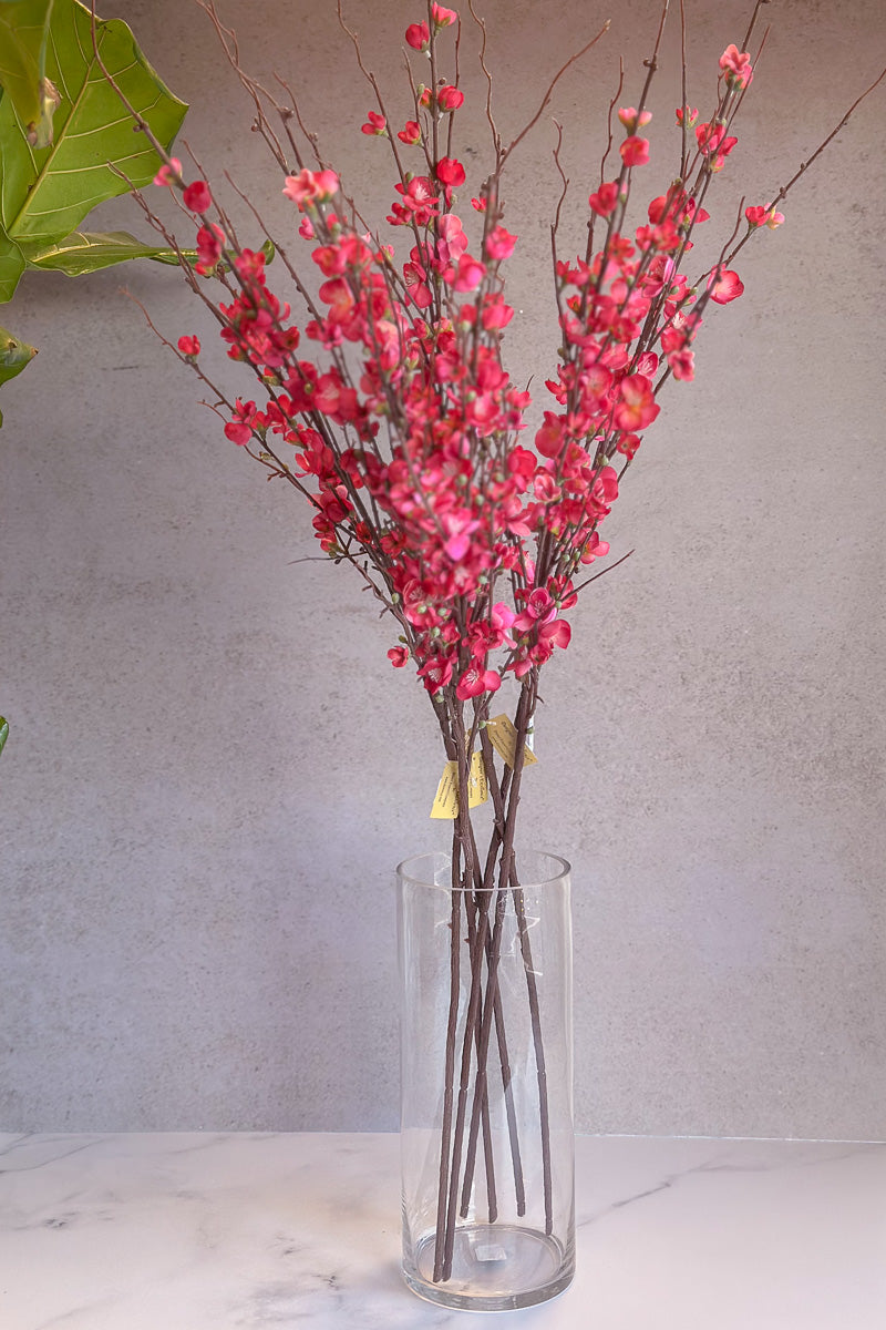 Faux Peach Blossom Branch 46" Red