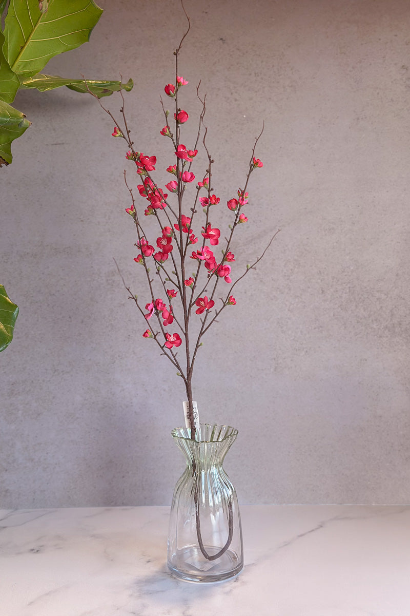 Faux Peach Blossom Branch 46" Red