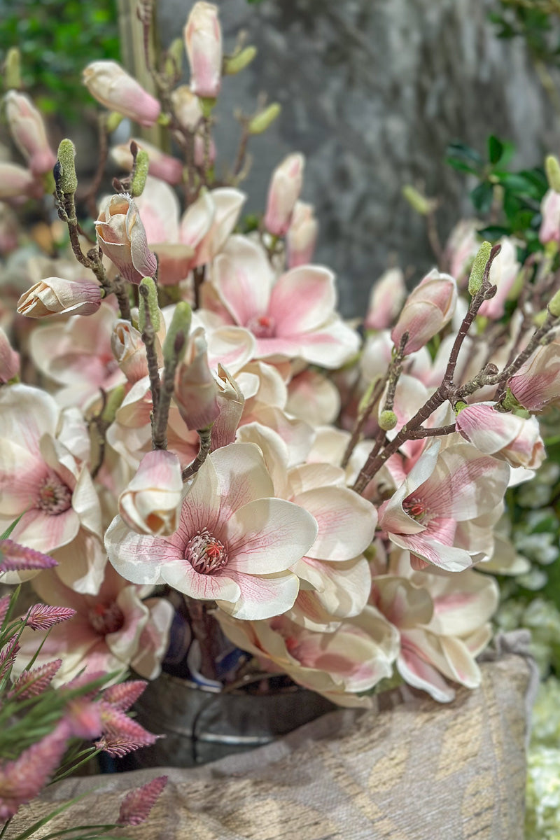 Faux Magnolia Spray 34" Cream Pink