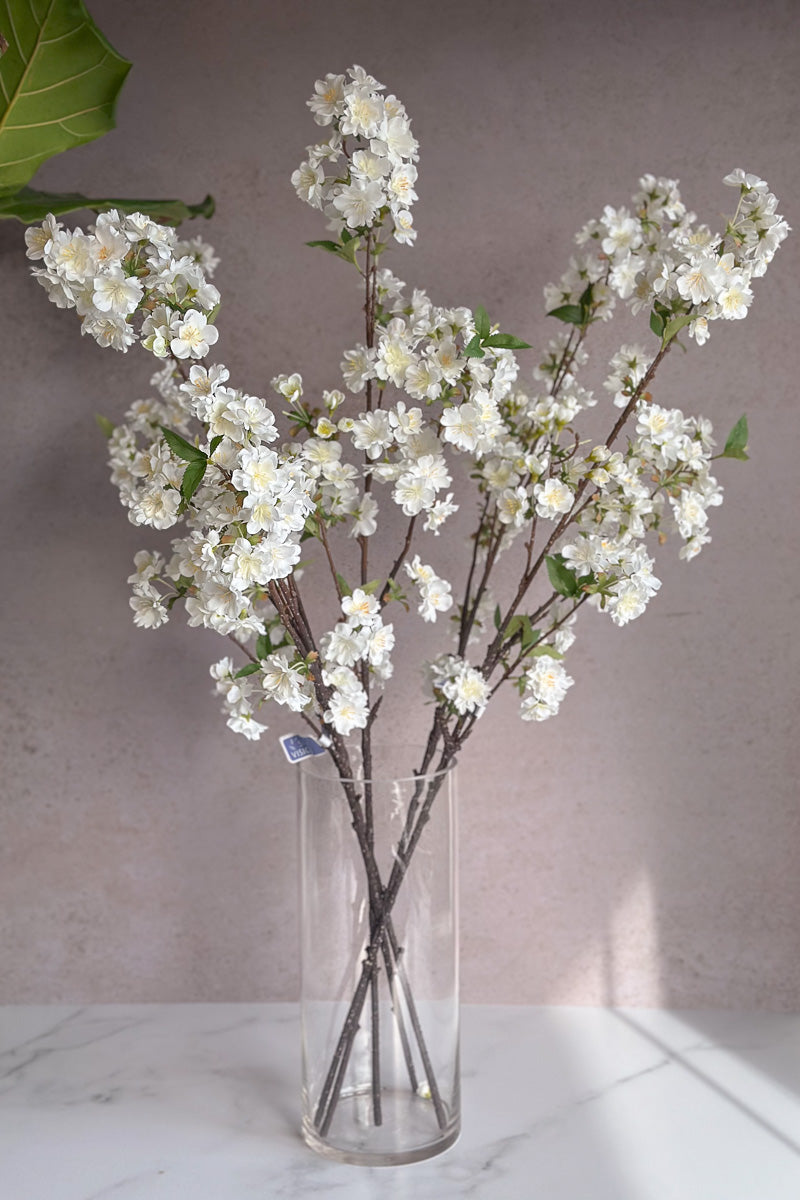 Faux Cherry Blossom Spray 36" Cream