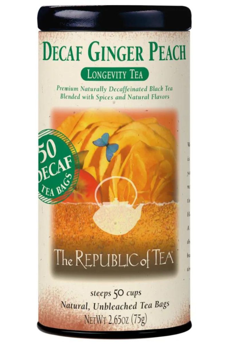 Republic of Tea DECAF Ginger Peach Black Tea Bags