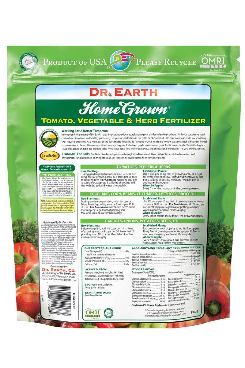 Dr. Earth Home Grown Tomato, Vegetable & Herb Fertilizer - Thumbnail 2