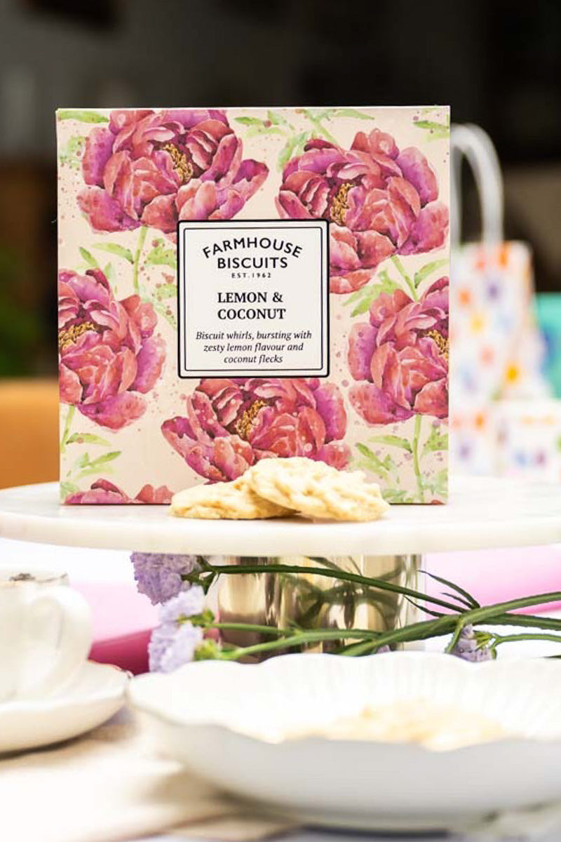 Farmhouse Biscuits, Lemon & Coconut Swirl Pink Rose Box