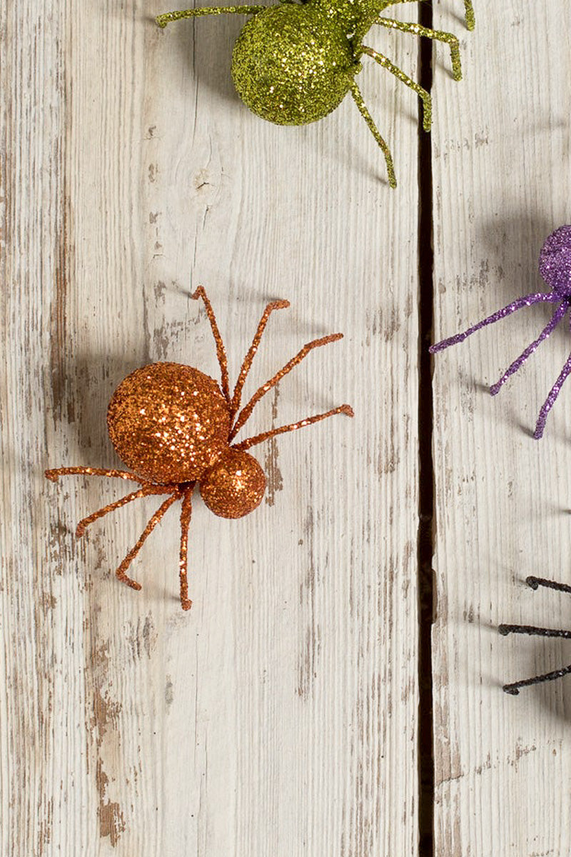 Bethany Lowe Glittered Spider Orange