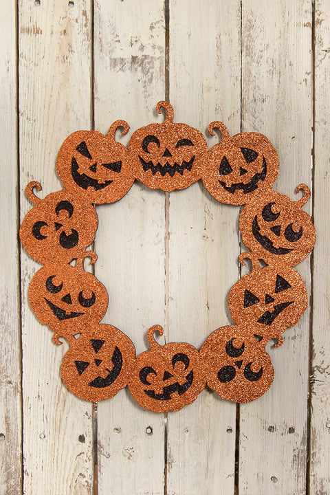 WREATH GLT JACK O LANTERN 16"