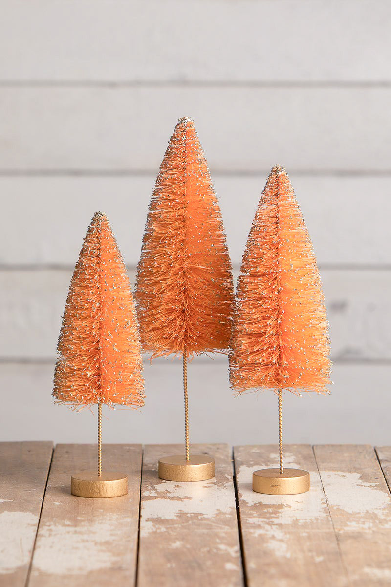 Bethany Lowe Electric Orange Halloween Trees Set of 3