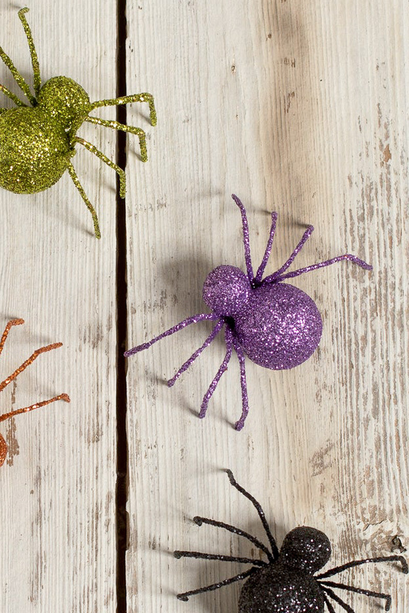 Bethany Lowe Glittered Spider Purple