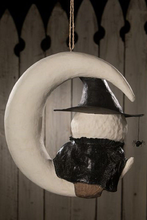 Bethany Lowe | Witch Owl On Moon Ornament