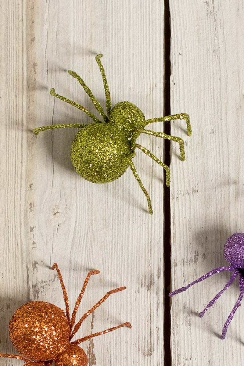 Bethany Lowe Glittered Spider Green