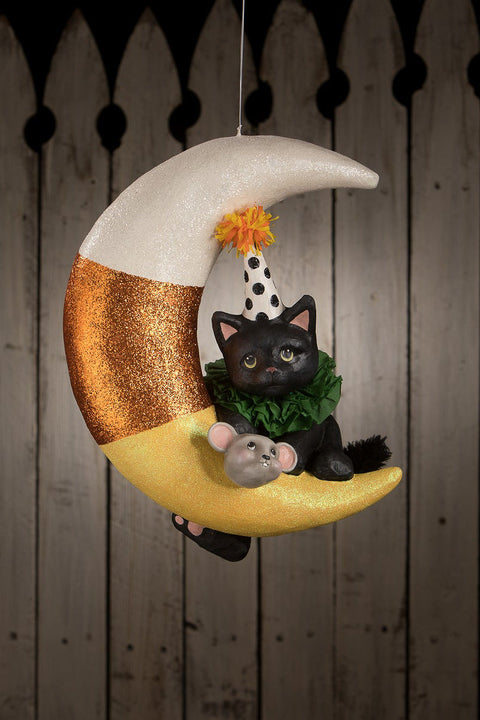 Bethany Lowe | Party Kitty on Candy Corn Moon Large
