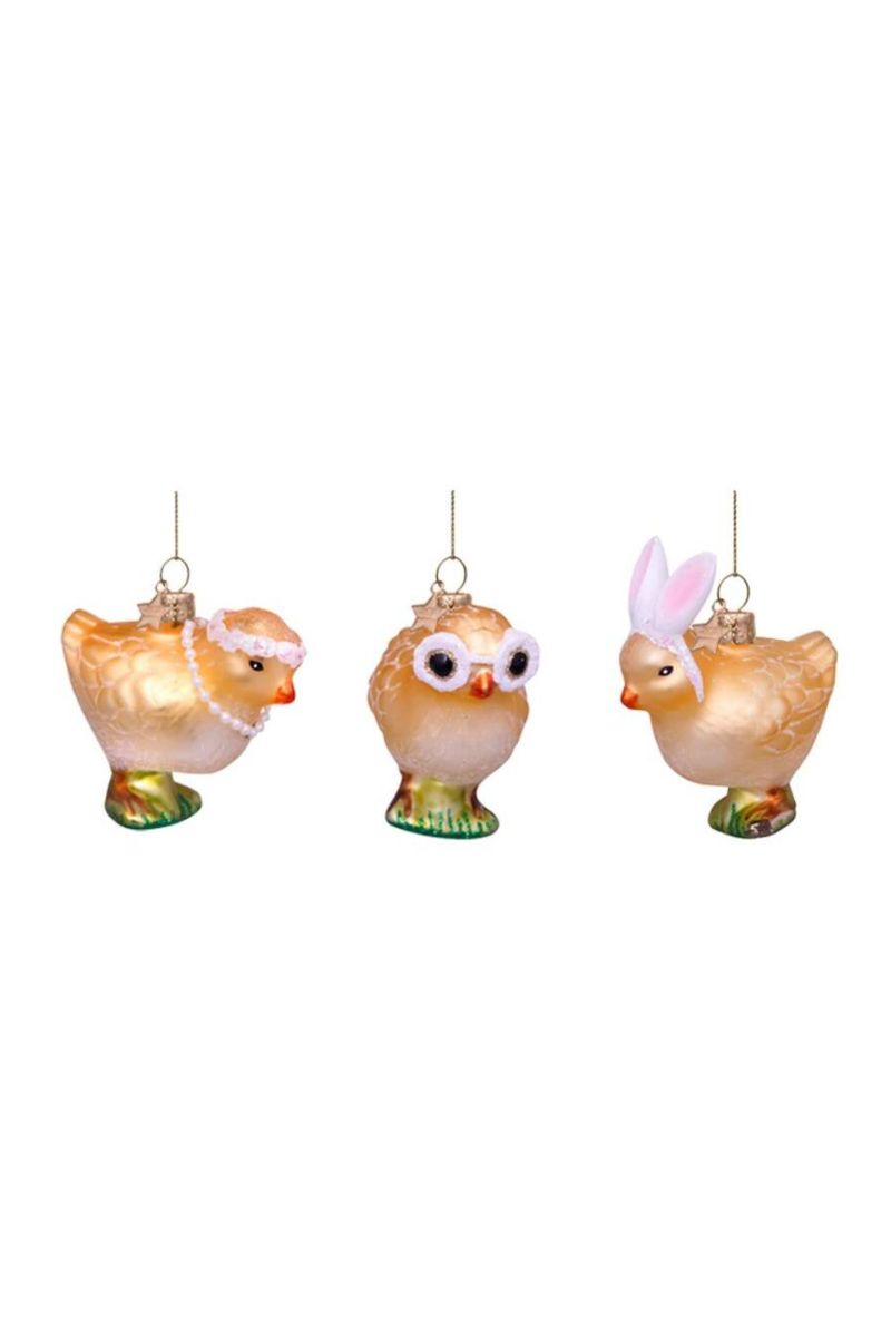 Easter Chicks Glass Ornaments Box Set of 3