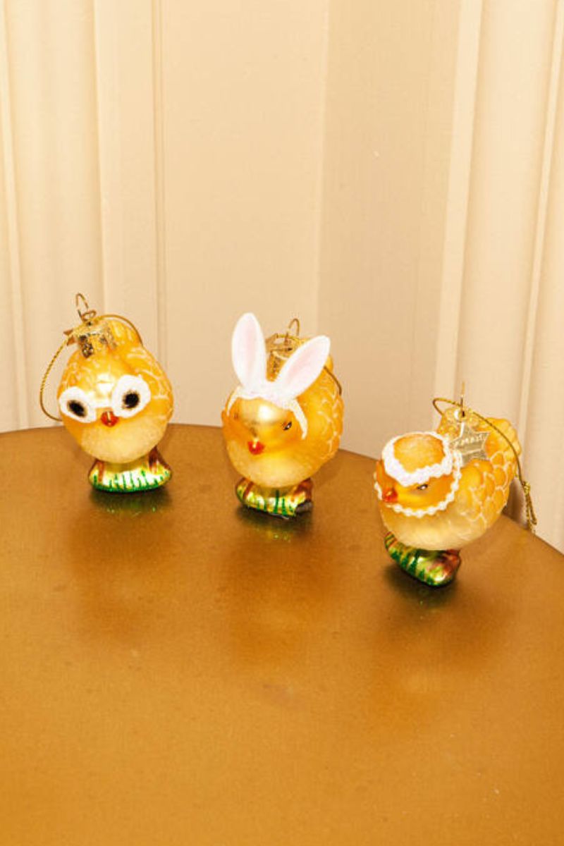 Easter Chicks Glass Ornaments Box Set of 3