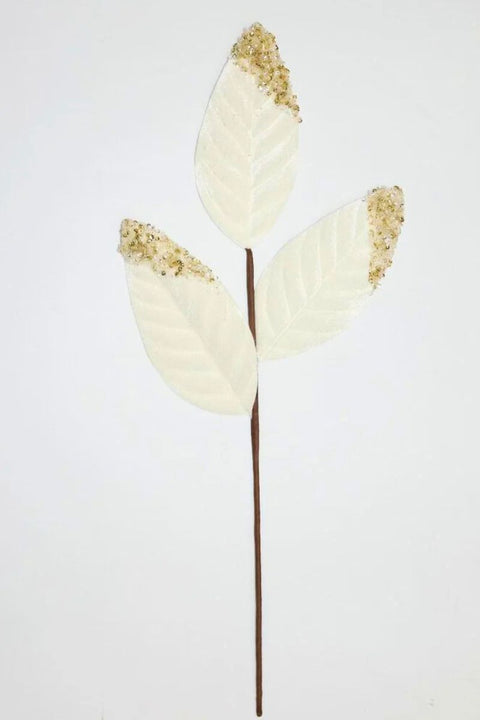 Leaf Pick with Glitter 18" Ivory Gold