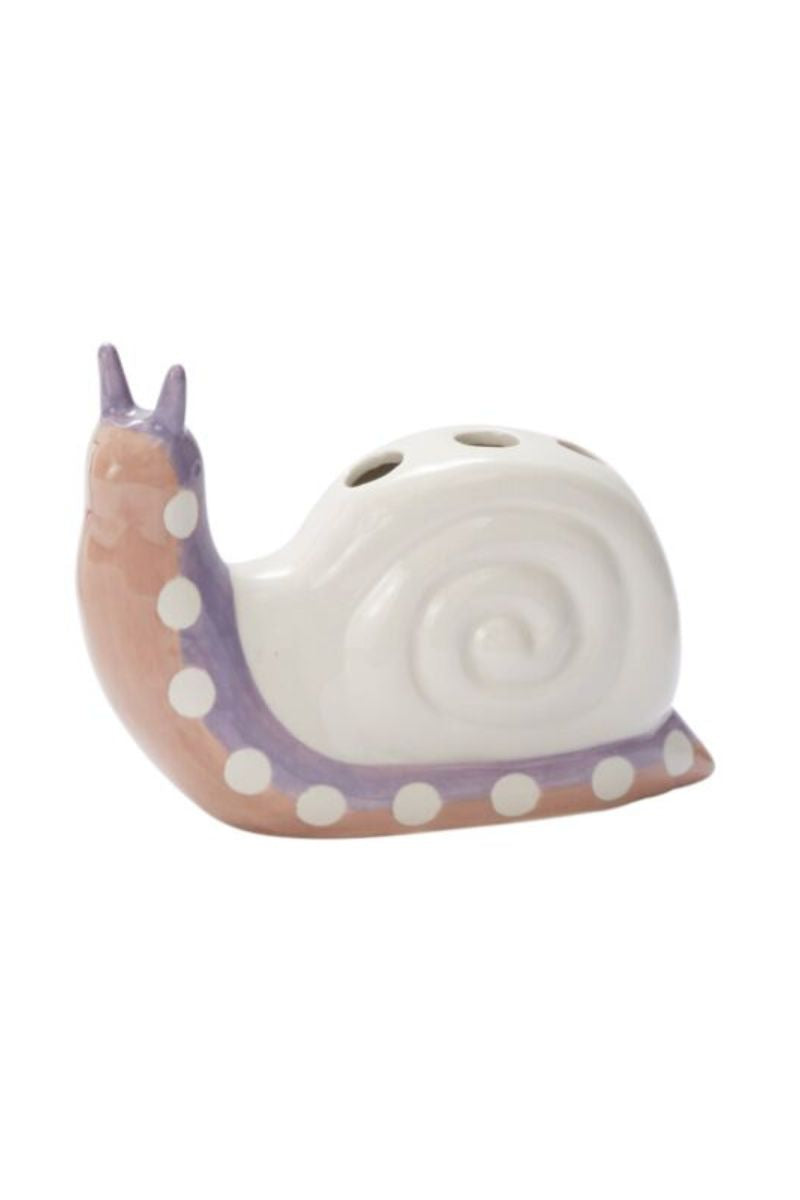 Take Time Snail Budvase 6.25"x 2.5"x 5" White