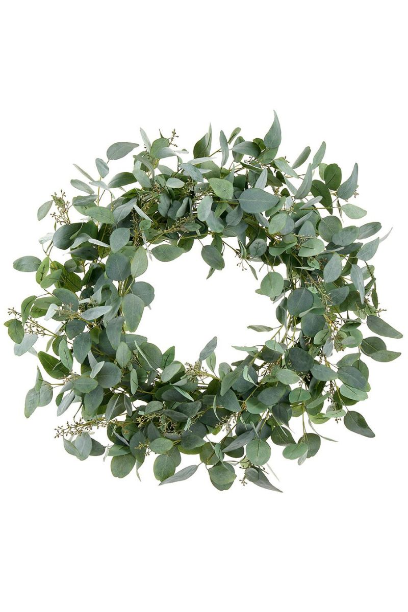 Faux Eucalyptus Wreath 38" Green Gray