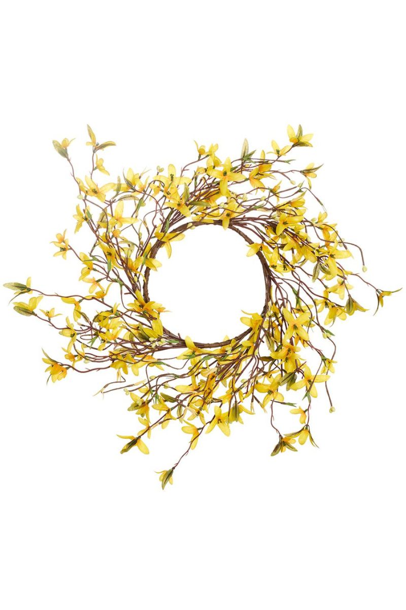 Faux Forsythia Wreath 19.5" Yellow