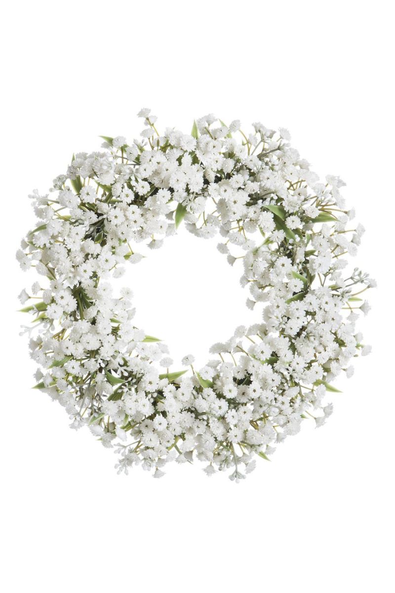 Faux Gypsophila Wreath 11" White