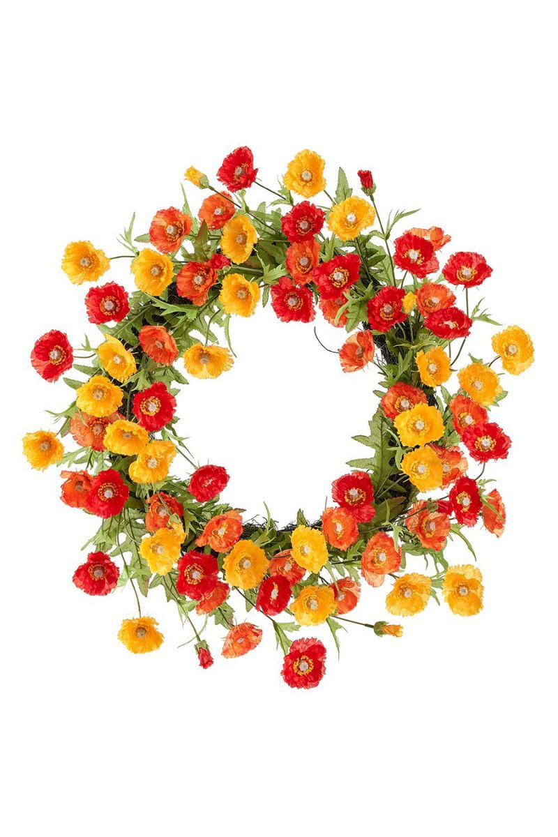 Faux Poppy Wreath 26" Mix