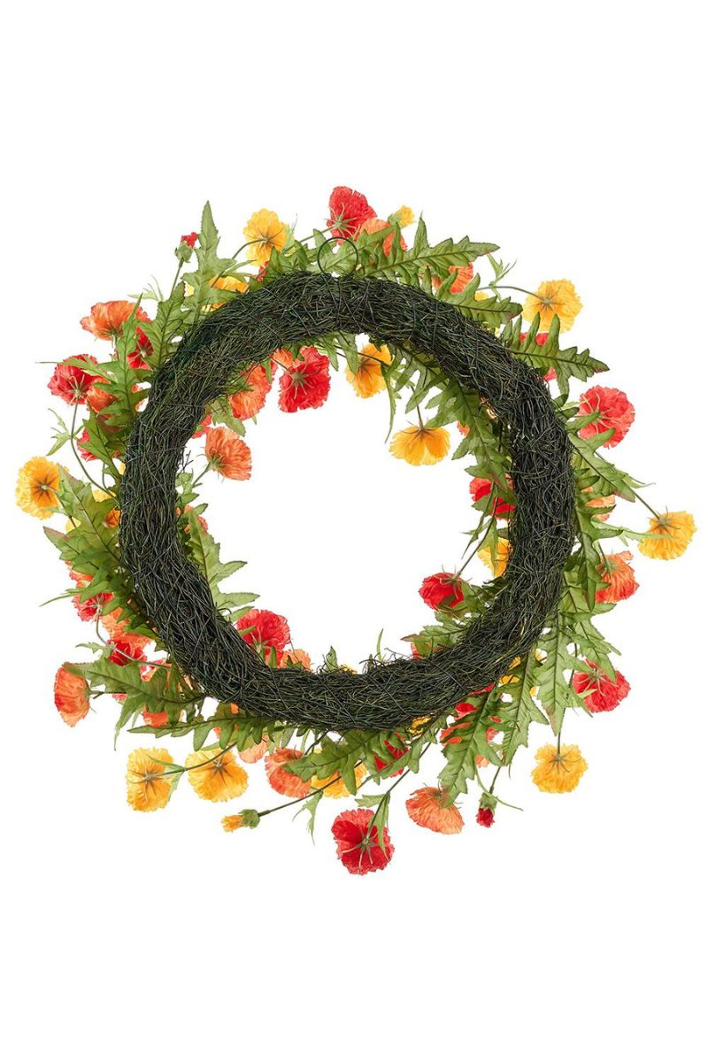 Faux Poppy Wreath 26" Mix