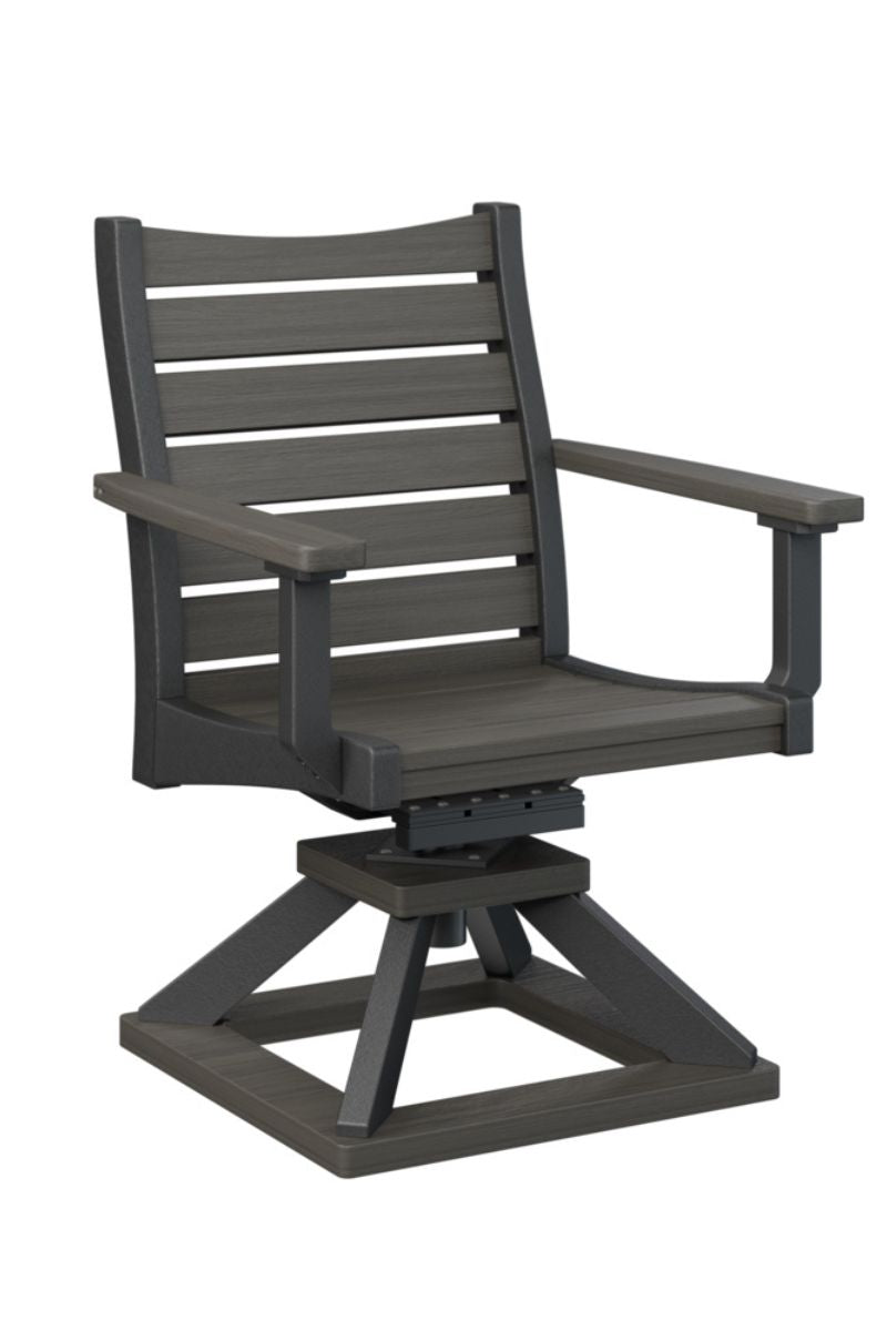 Berlin Gardens Bristol Swivel Rocker Dining Chair Coastal Gray on Black