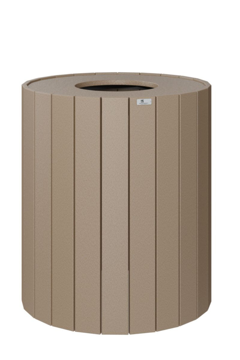 Berlin Gardens Round Trash Can Weatherwood 32 gal
