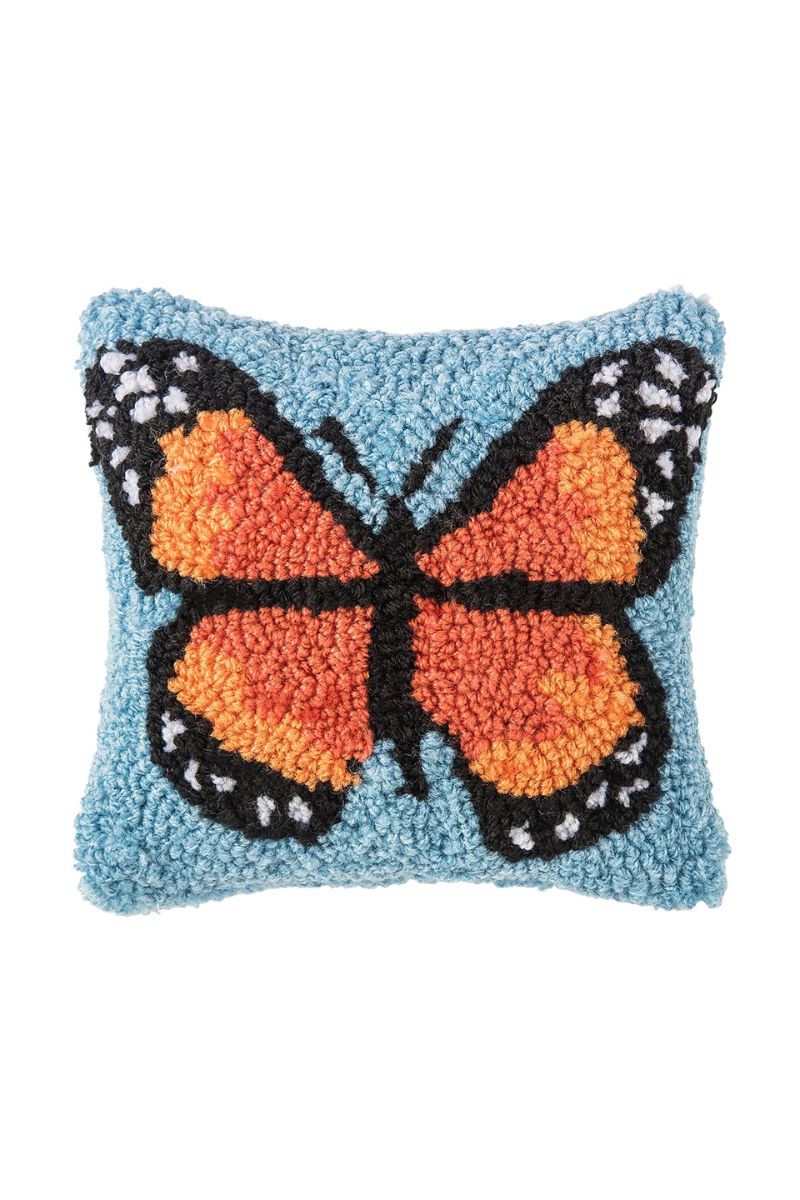 Monarch Butterfly Hooked Pillow