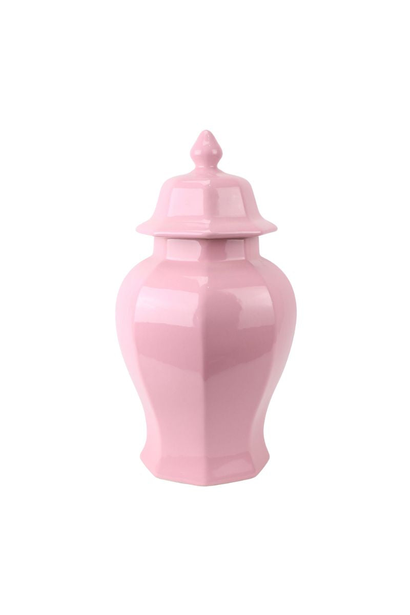 Polygon Shape Porcelain Jar 18" Light Pink